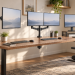 Comparação entre braço articulado, suporte duplo e base elevatória para monitor
